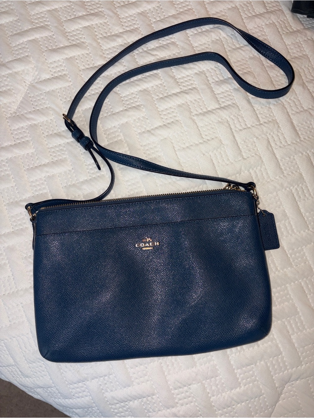 Coach | Navy Blue Crossbody Shoulder Bag with Gold Hardware